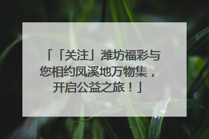 「关注」潍坊福彩与您相约凤溪地万物集，开启公益之旅！