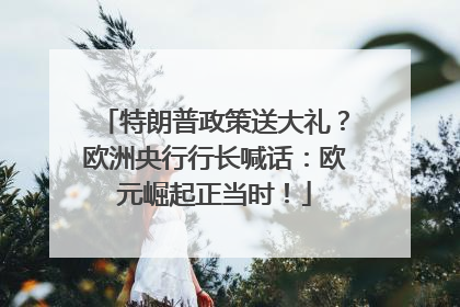 特朗普政策送大礼？欧洲央行行长喊话：欧元崛起正当时！