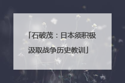 石破茂：日本须积极汲取战争历史教训