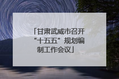 甘肃武威市召开“十五五”规划编制工作会议