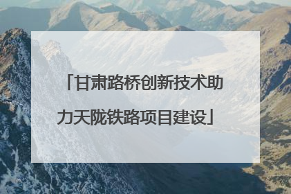 甘肃路桥创新技术助力天陇铁路项目建设