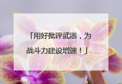 用好批评武器，为战斗力建设增速！