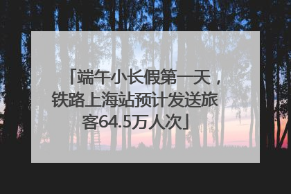 端午小长假第一天，铁路上海站预计发送旅客64.5万人次