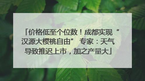 价格低至个位数！成都实现“汉源大樱桃自由” 专家：天气导致推迟上市，加之产量大