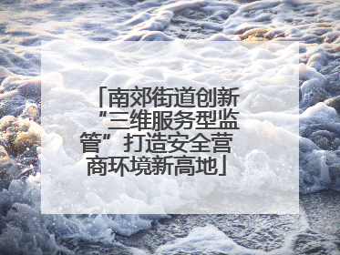 南郊街道创新“三维服务型监管”打造安全营商环境新高地