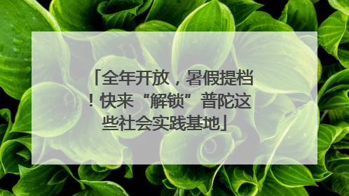 全年开放，暑假提档！快来“解锁”普陀这些社会实践基地