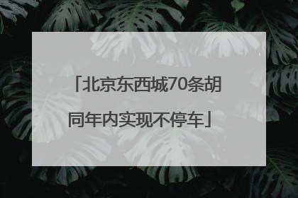 北京东西城70条胡同年内实现不停车