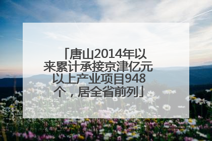 唐山2014年以来累计承接京津亿元以上产业项目948个，居全省前列