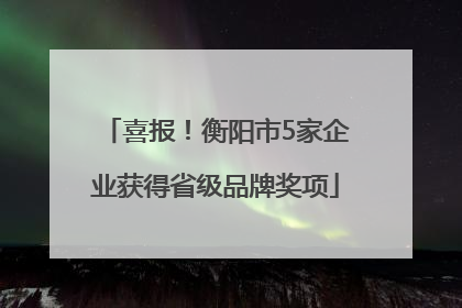 喜报！衡阳市5家企业获得省级品牌奖项