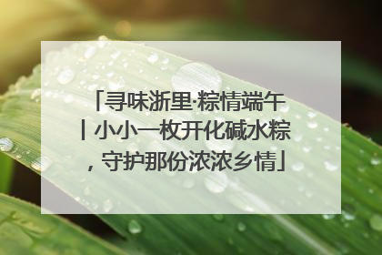 寻味浙里·粽情端午丨小小一枚开化碱水粽，守护那份浓浓乡情