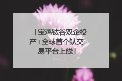 宝鸡钛谷双企投产+全球首个钛交易平台上线
