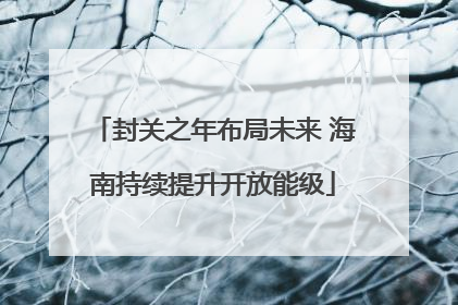 封关之年布局未来 海南持续提升开放能级