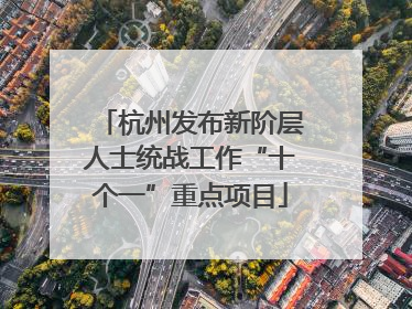 杭州发布新阶层人士统战工作“十个一”重点项目