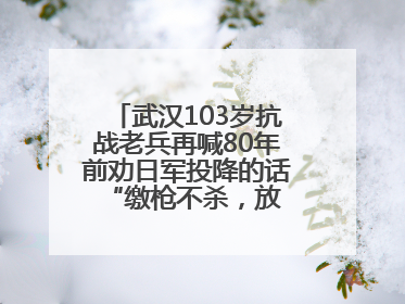 武汉103岁抗战老兵再喊80年前劝日军投降的话 “缴枪不杀，放你回家”