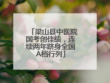 梁山县中医院国考创佳绩，连续两年跻身全国A档行列