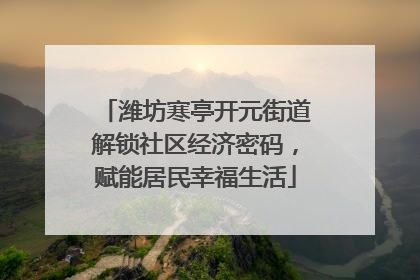 潍坊寒亭开元街道解锁社区经济密码，赋能居民幸福生活