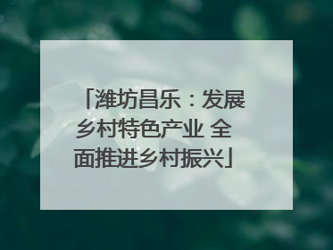 潍坊昌乐：发展乡村特色产业 全面推进乡村振兴