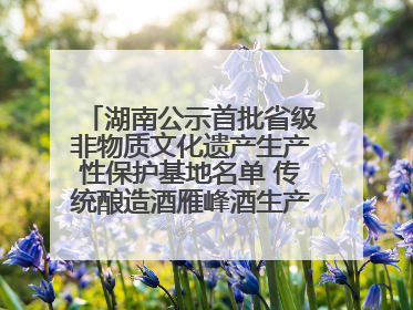 湖南公示首批省级非物质文化遗产生产性保护基地名单 传统酿造酒雁峰酒生产基地入选
