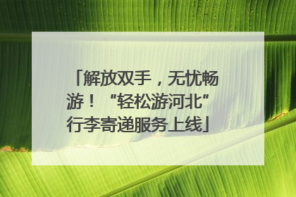 解放双手，无忧畅游！“轻松游河北”行李寄递服务上线