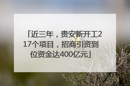 近三年，贵安新开工217个项目，招商引资到位资金达400亿元