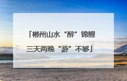 郴州山水“醉”锦鲤 三天两晚“游”不够