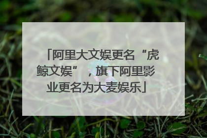 阿里大文娱更名“虎鲸文娱”，旗下阿里影业更名为大麦娱乐