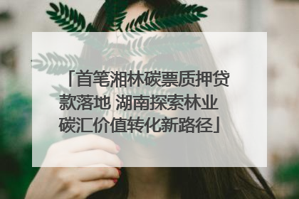 首笔湘林碳票质押贷款落地 湖南探索林业碳汇价值转化新路径