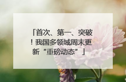首次、第一、突破！我国多领域周末更新“重磅动态”