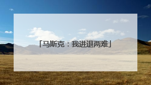 马斯克：我进退两难