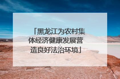 黑龙江为农村集体经济健康发展营造良好法治环境