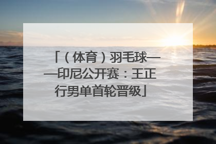 （体育）羽毛球——印尼公开赛：王正行男单首轮晋级