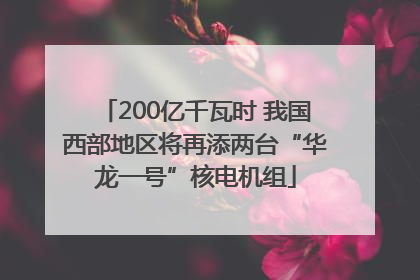 200亿千瓦时 我国西部地区将再添两台“华龙一号”核电机组